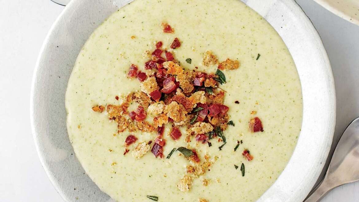 Potato-Leek Soup with Truffle Oil and Crispy Pancetta